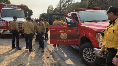 The Chevron Fire Department sent equipment and personnel (from the El Segundo, California, and Richmond, California, stations) to protect Chevron assets and support the Los Angeles City Fire Department.